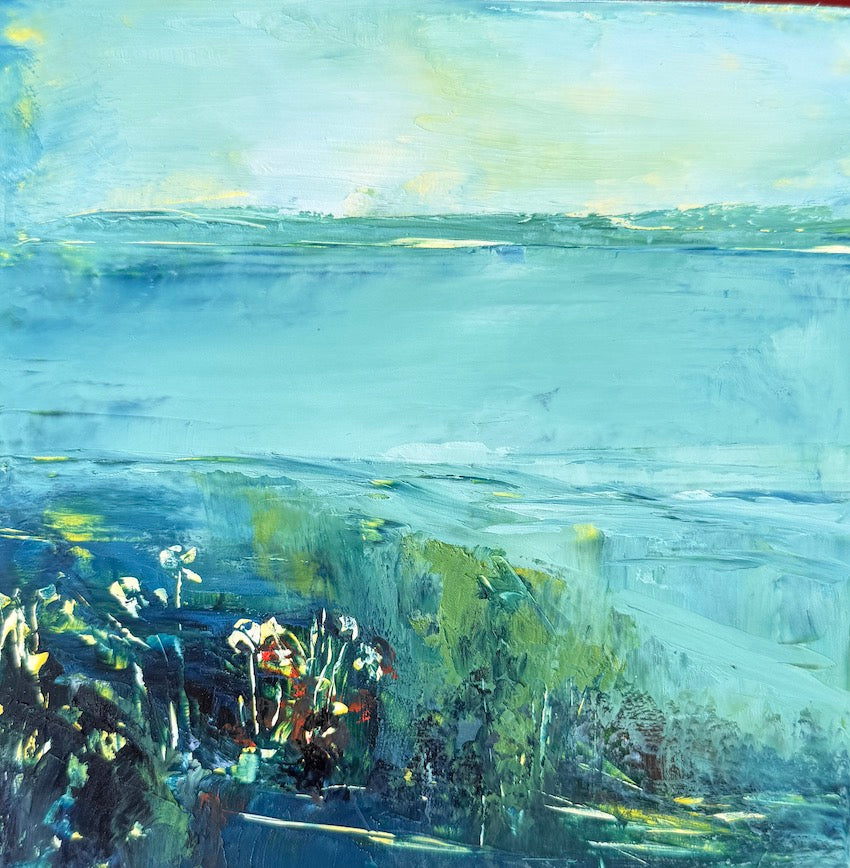 turquoise waters cornish coastal painting Inspired by the soft turquoise waters of the Cornish coast.