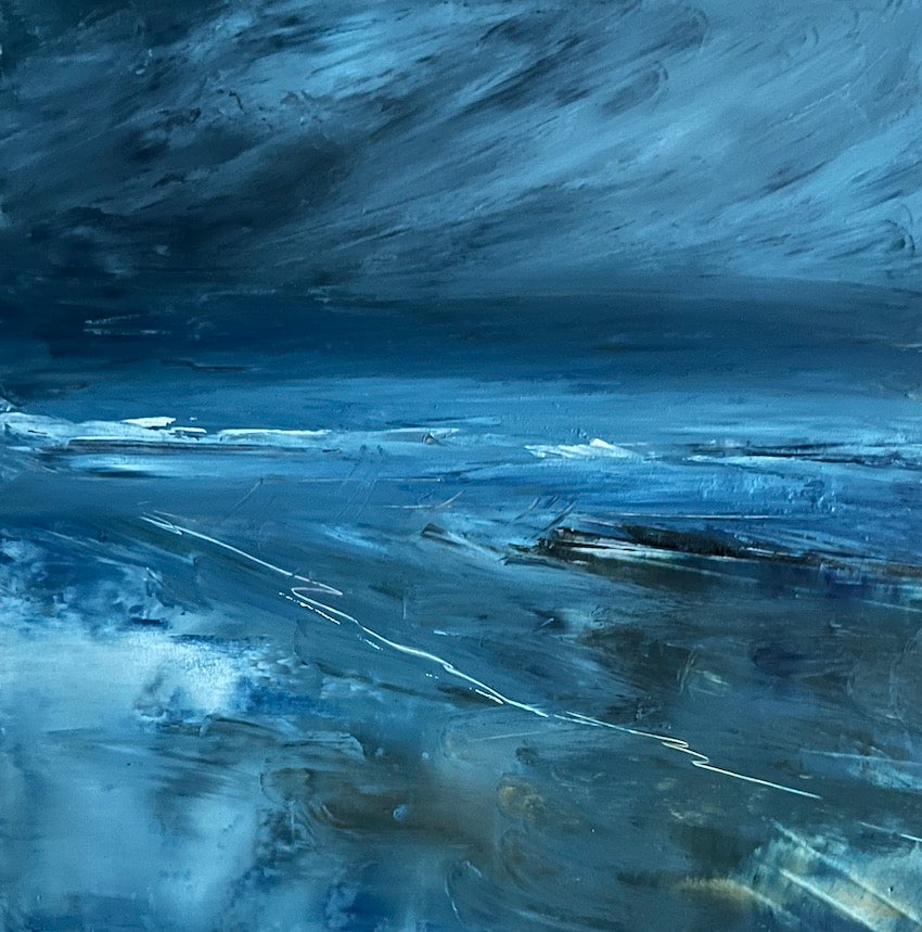 stormy skies seascape oil painting by artist Maggie Cochran