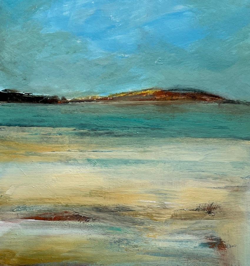 sun kissed autumn sands coastal painting maggie cochran