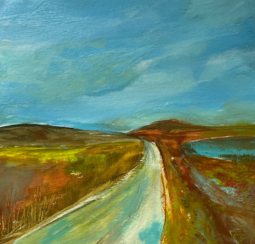 autumn walk on Bryher in Scillies original painting by artist Maggie Cochran