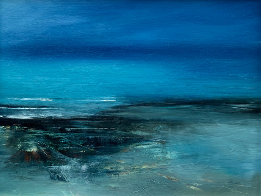 coastal blues oil painting by artist Maggie Cochran