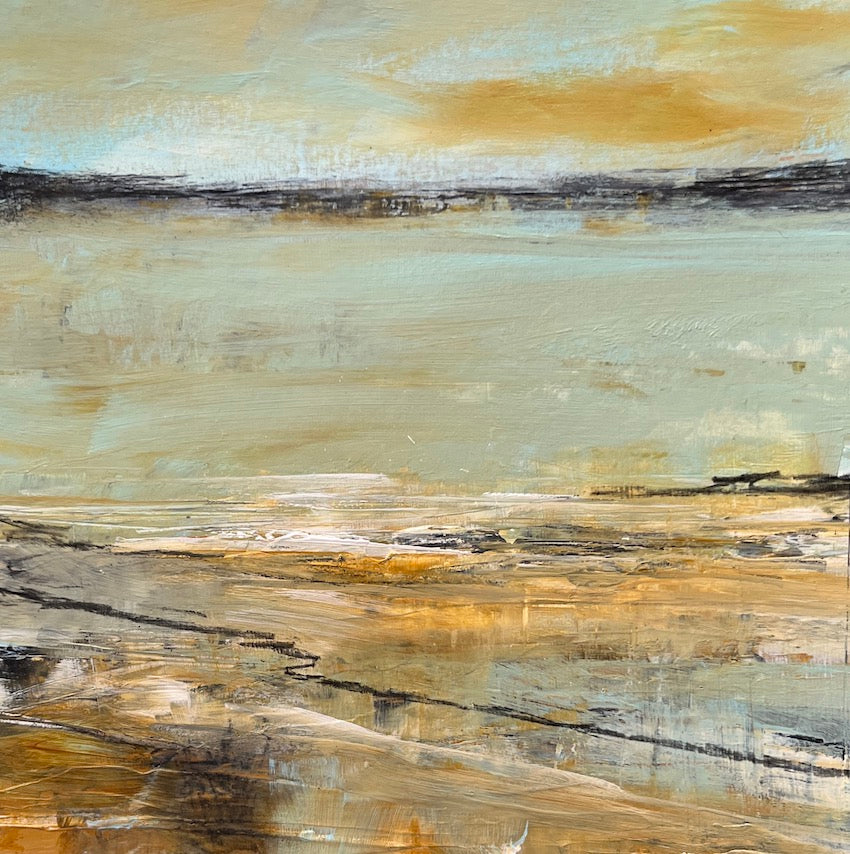 serene and harmonious jade green sea painting