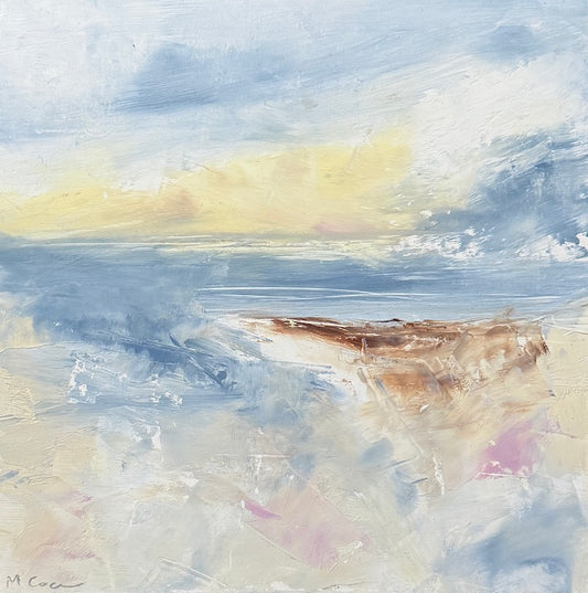 original coastal oil painting in soft mellow colours