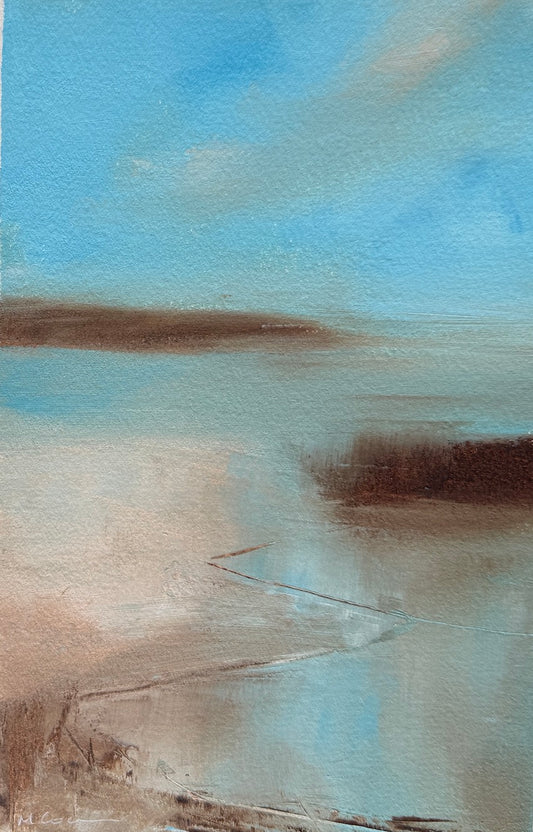 An abstract coastal landscape painting by Maggie Cochran