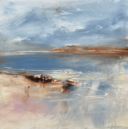 original coastal oil painting in soft mellow colours