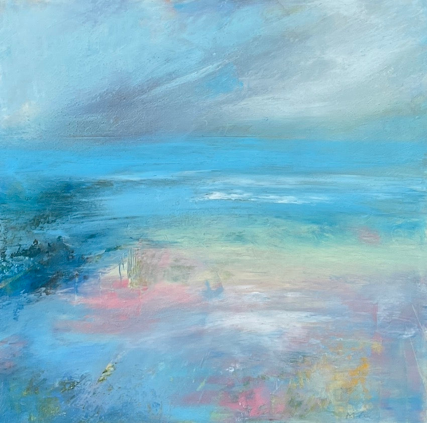 soft colours as evening falls over the coast abstract seascape