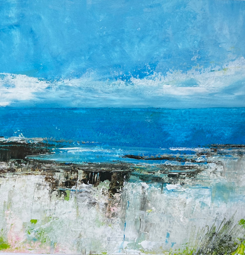 Summer blues original acrylic seascape painting by artist Maggie Cochran