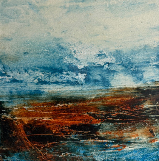 abstracted seascape with stormy sky by Maggie Cochran
